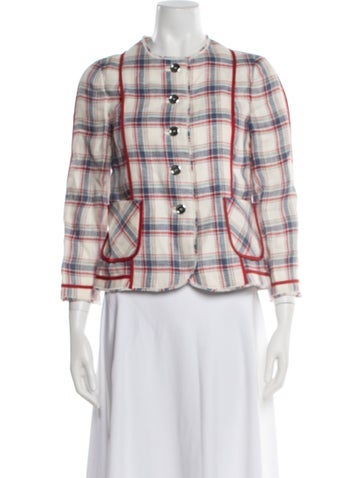 Pre-owned D&g Linen Plaid Print Jacket In Neutral