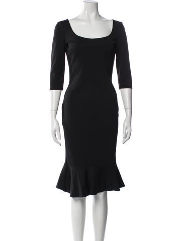 Pre-owned D&g Square Neckline Knee-length Dress In Black