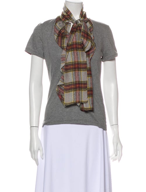 D&G Silk Plaid Print Blouse Grey