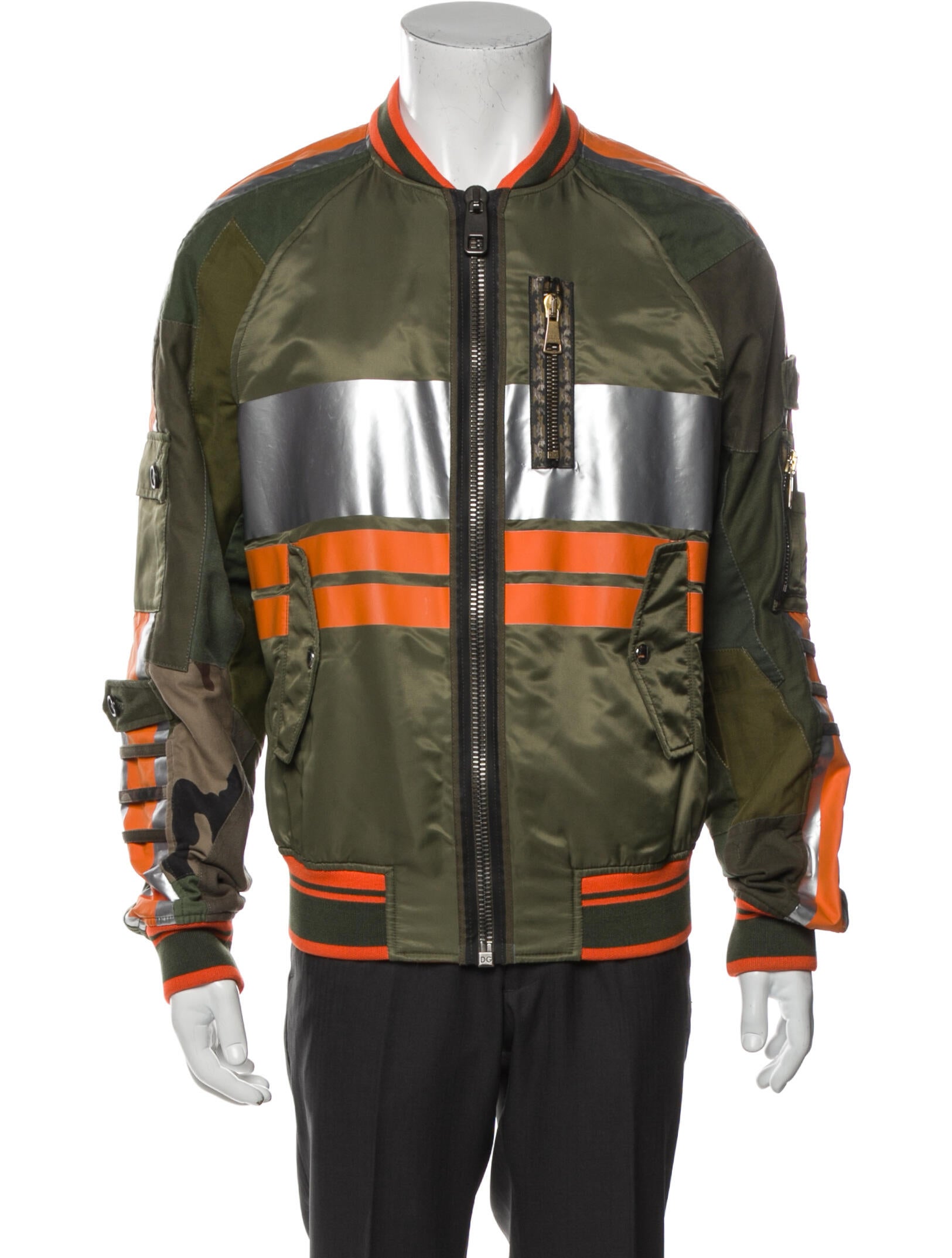 Dolce & Gabbana Colorblock Pattern Bomber Jacket - Green