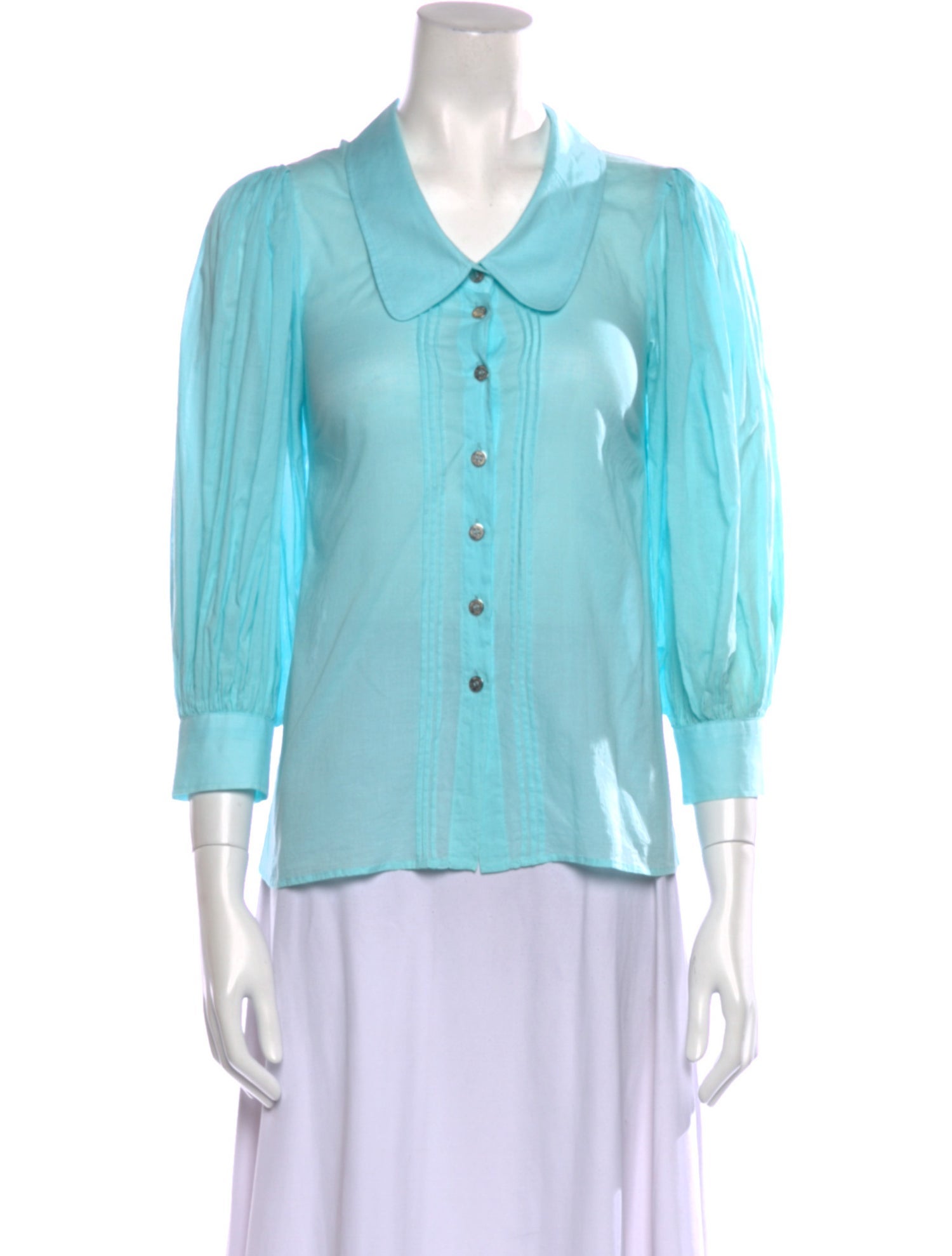 Vintage Green Quarter Sleeve Button Up Top main image 1