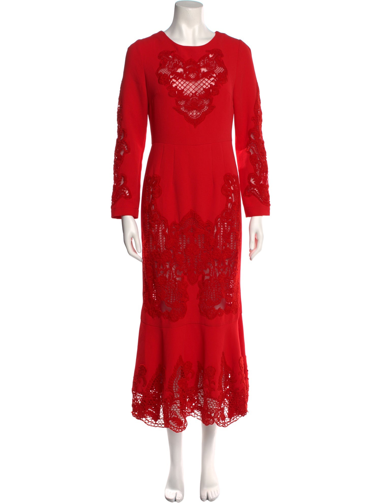 knee length dresses for ladies Dolce & Gabbana Floral-lace Flounce Dress – Runway Catalog main image 1