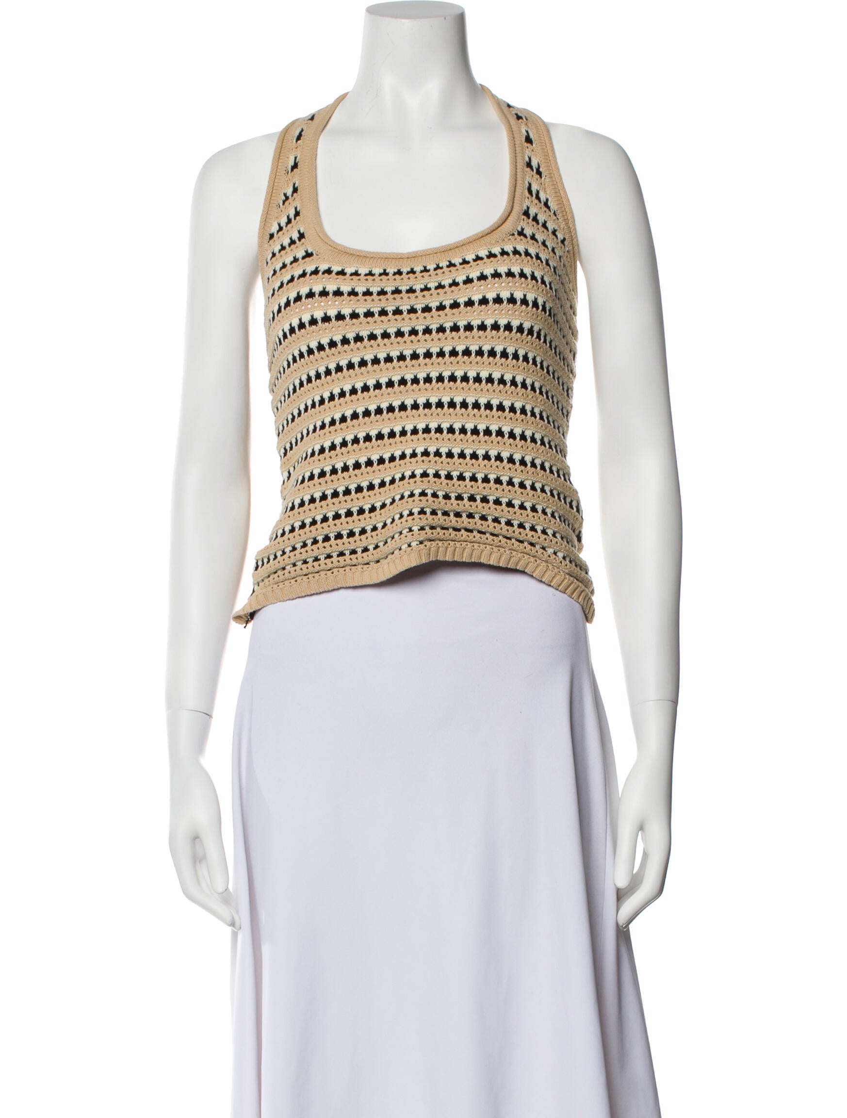 Dissh Striped Scoop Neck Crop Top