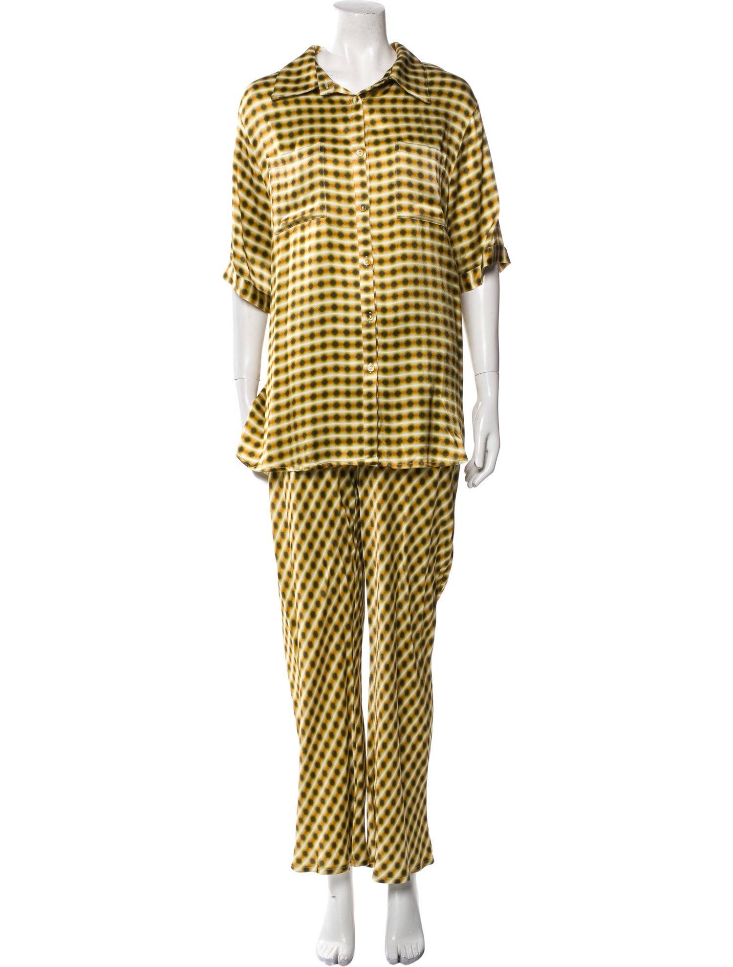 Dissh Silk Polka Dot Print Pant Set