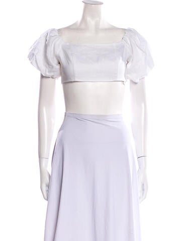 Dissh Tops Linen Square Neckline Crop Top XS