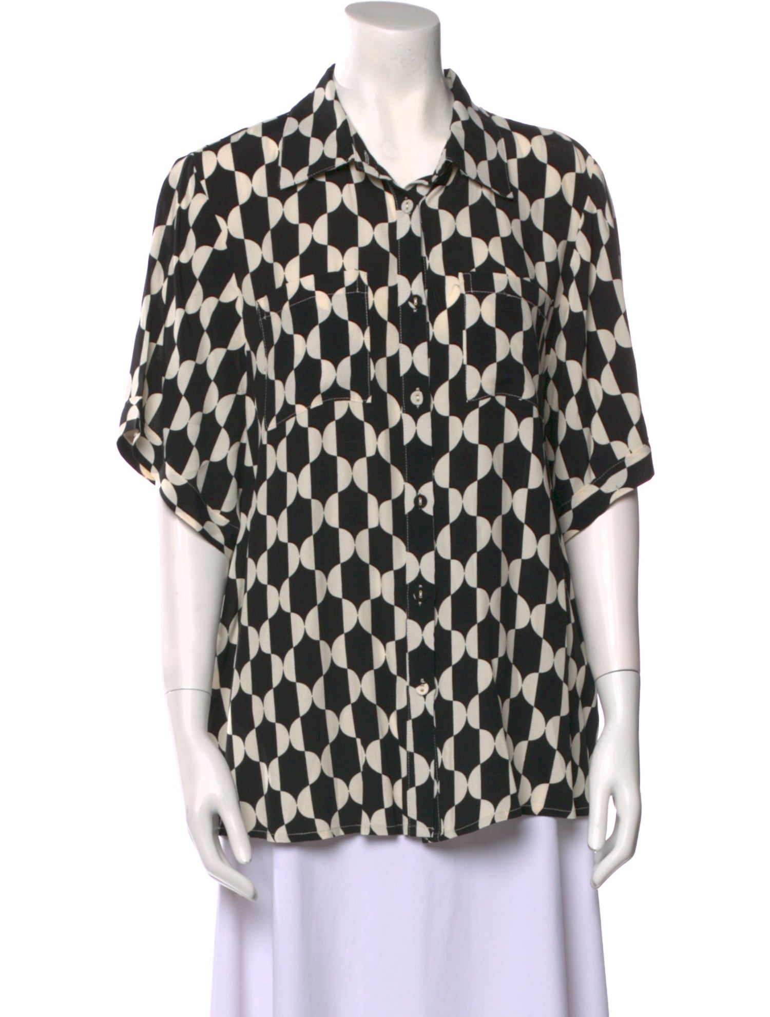 Dissh Printed Short Sleeve Button-Up Top