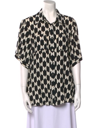 Dissh Printed Short Sleeve Button-Up Top