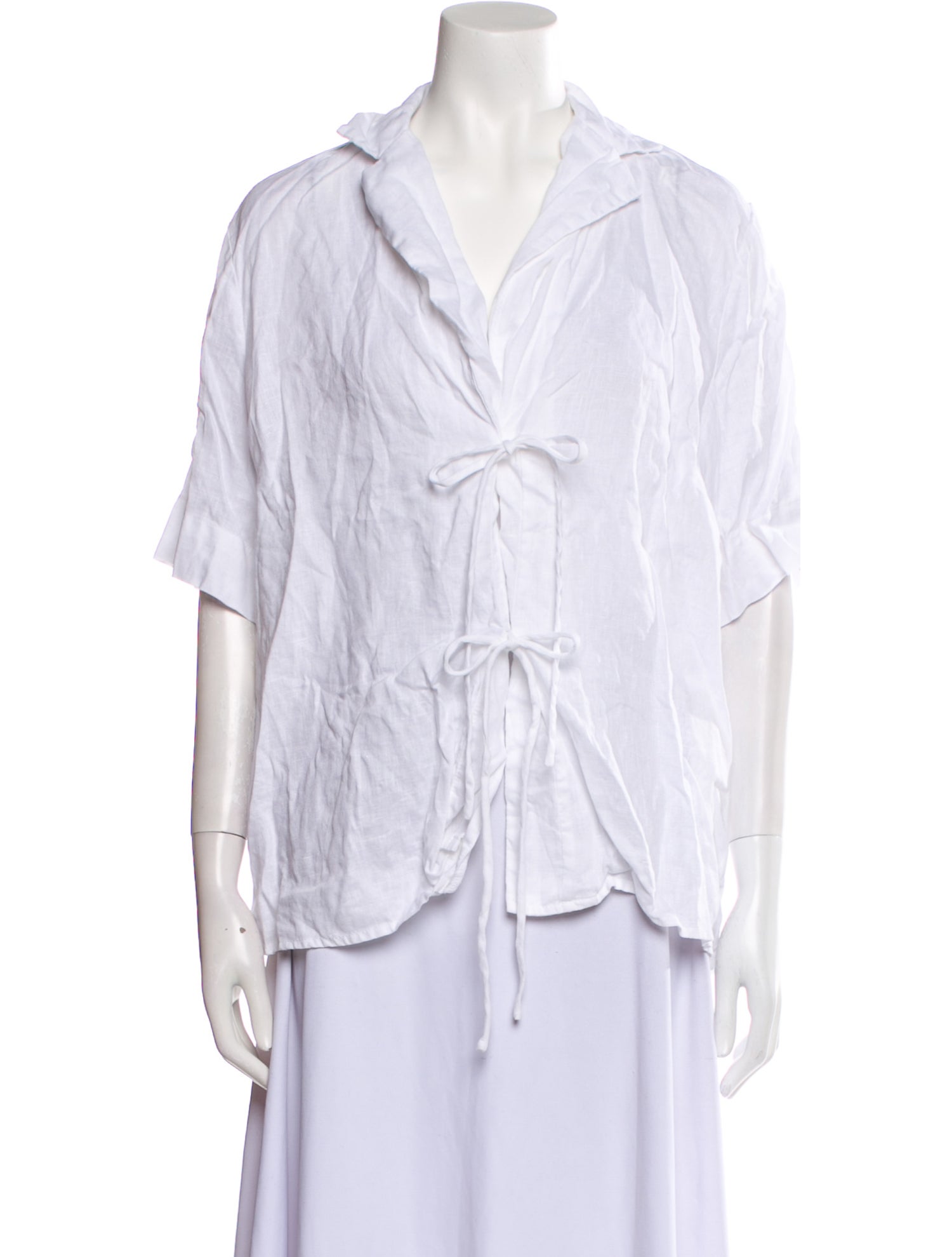 Dissh Linen V-Neck Button-Up Top