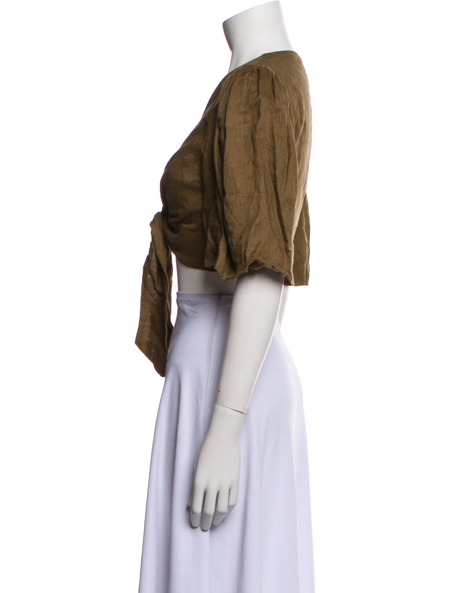 Dissh Linen Plunge Neckline Crop Top