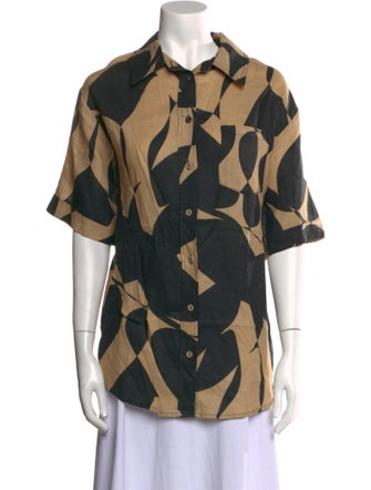 Dissh Linen Printed Button-Up Top