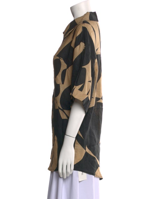 Dissh Linen Printed Button-Up Top