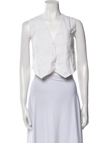 Dissh Tops Linen V-Neck Crop Top XS