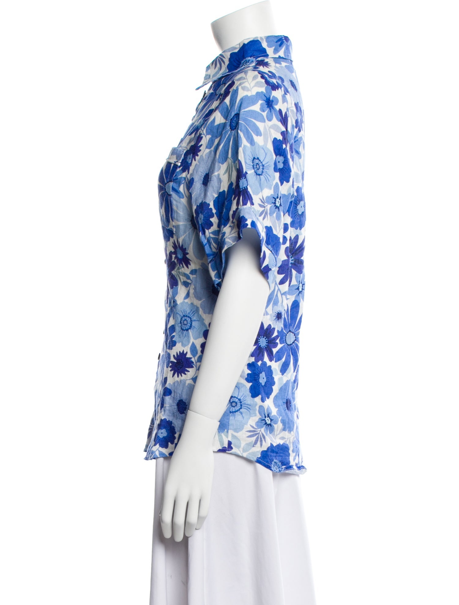 Dissh Linen Floral Print Button-Up Top