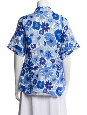 Dissh Linen Floral Print Button-Up Top