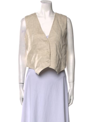 Dissh Tops Linen V-Neck Crop Top S