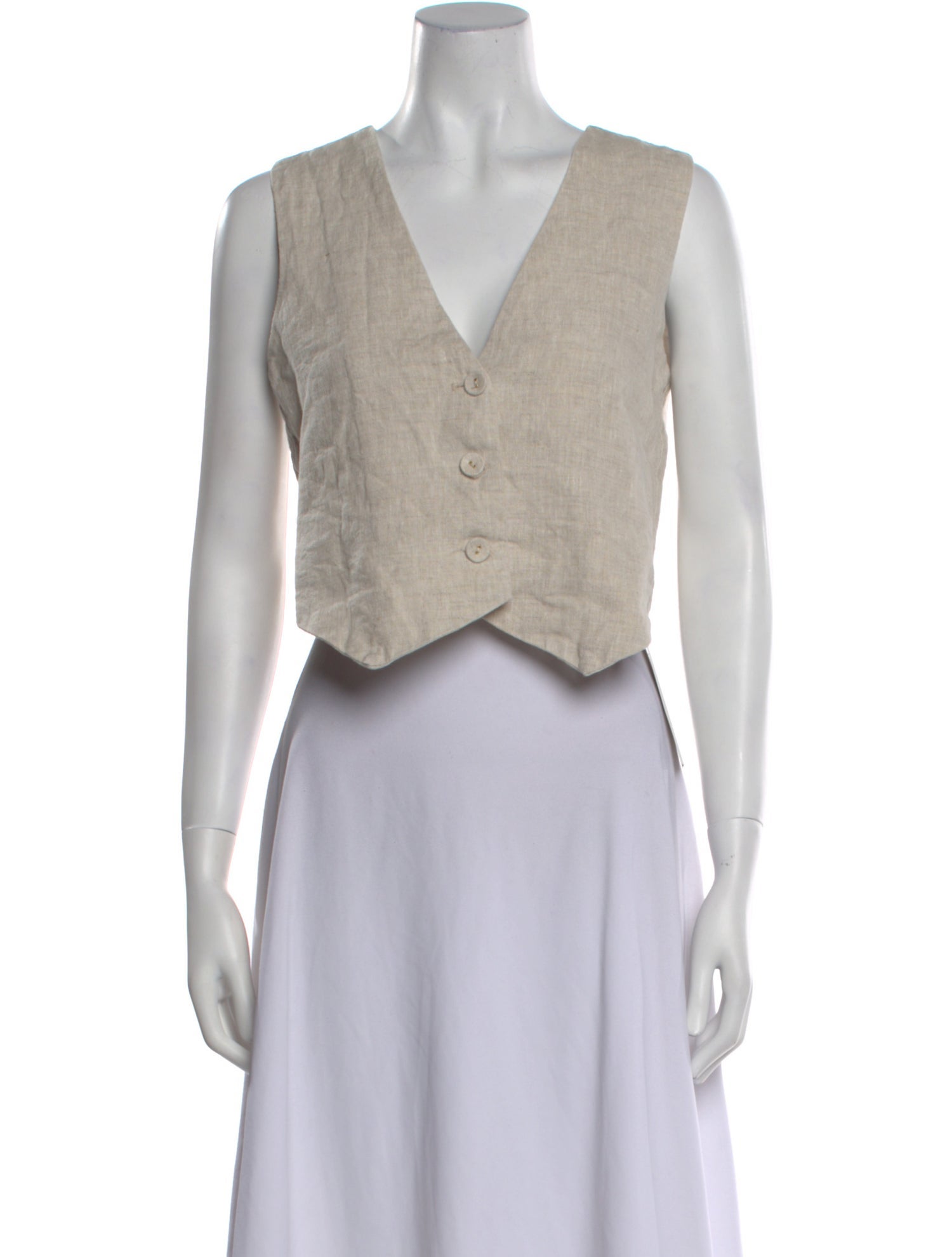 Dissh Linen V-Neck Crop Top