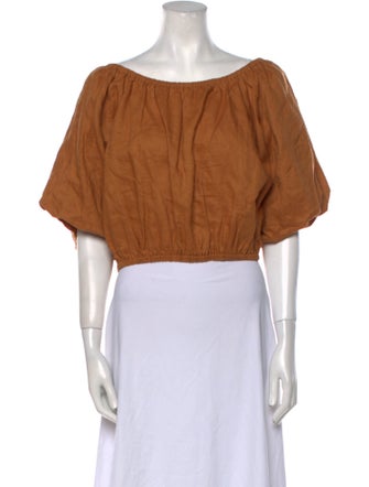 Dissh Linen Off-The-Shoulder Crop Top