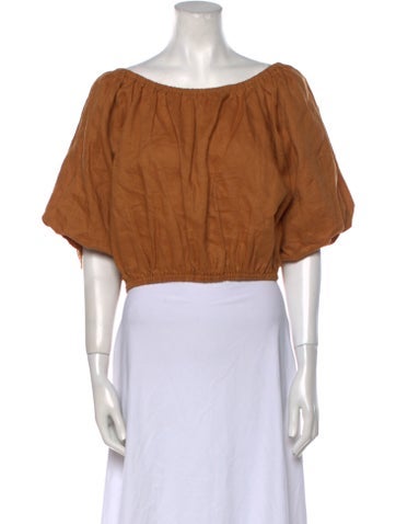 Dissh Tops Linen Off-The-Shoulder Crop Top US 8 | M