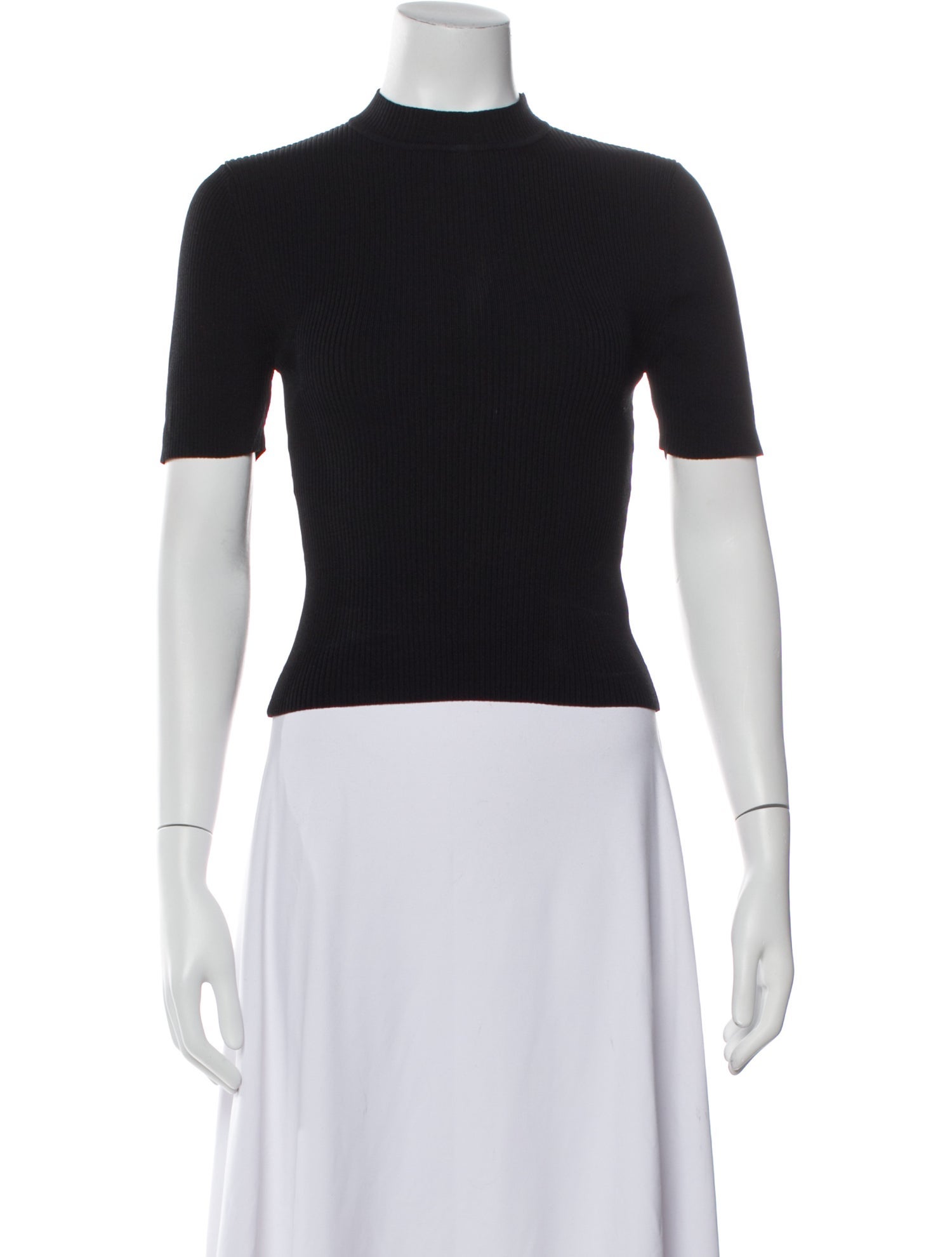 Dissh Mock Neck Short Sleeve Crop Top