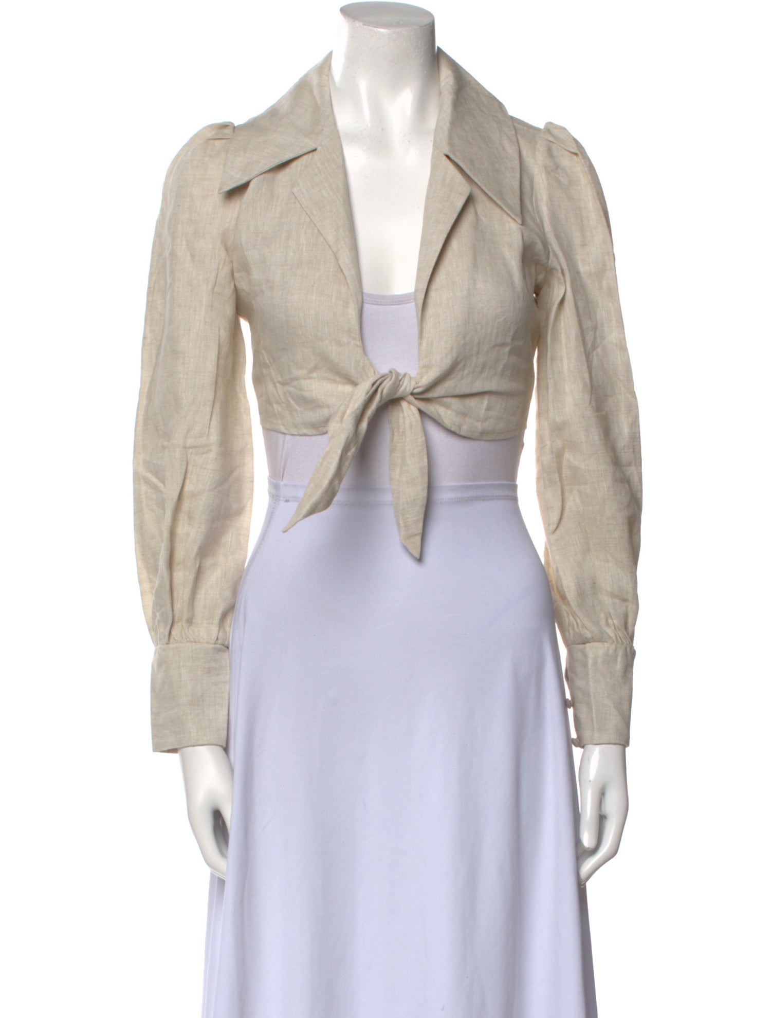 Dissh Linen Long Sleeve Crop Top