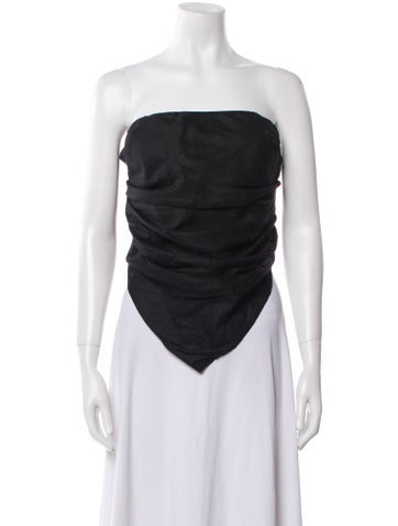 Dissh Tops Linen Strapless Crop Top L