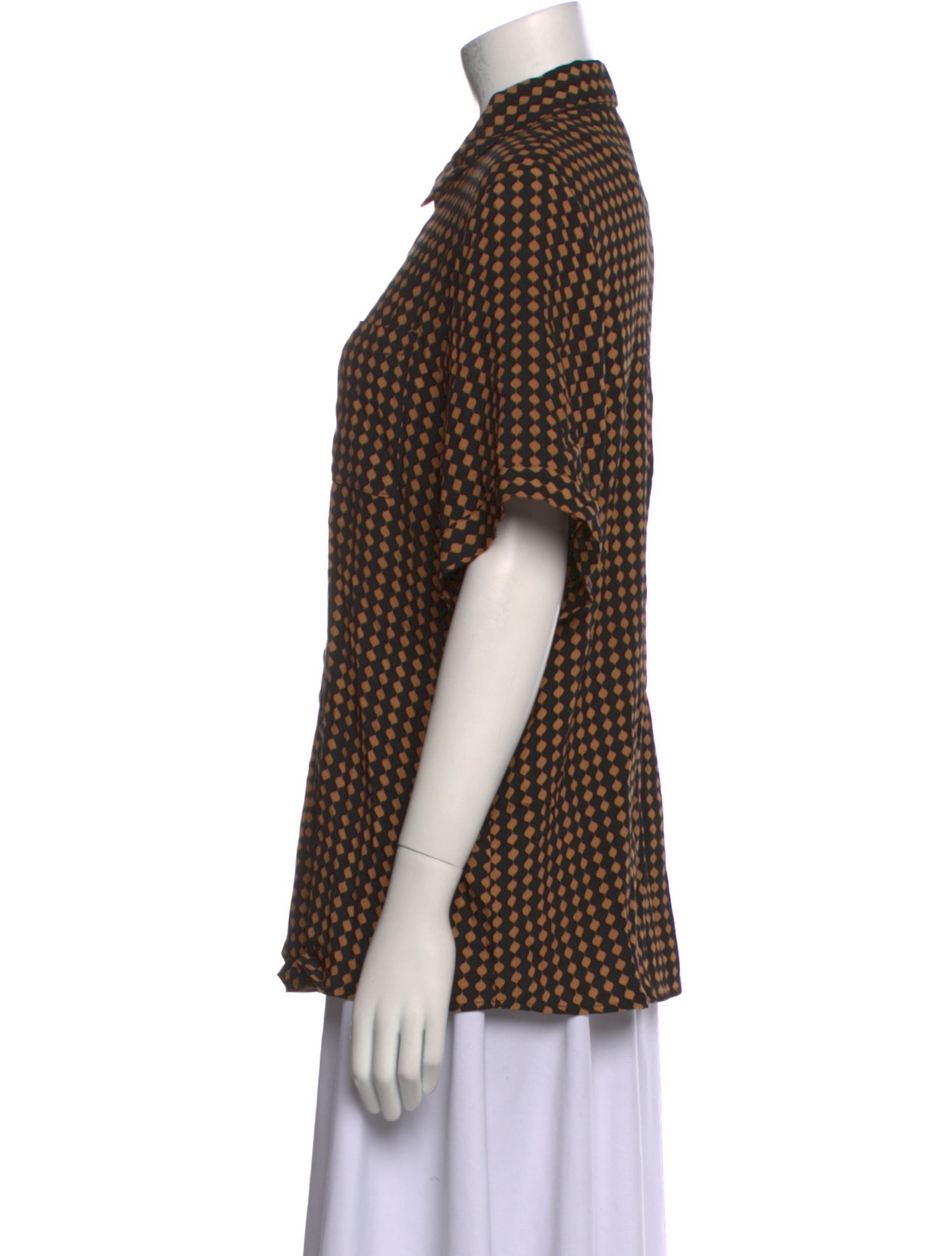 Dissh Printed Short Sleeve Button-Up Top