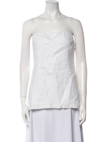 Dissh Tops Linen Strapless Top M