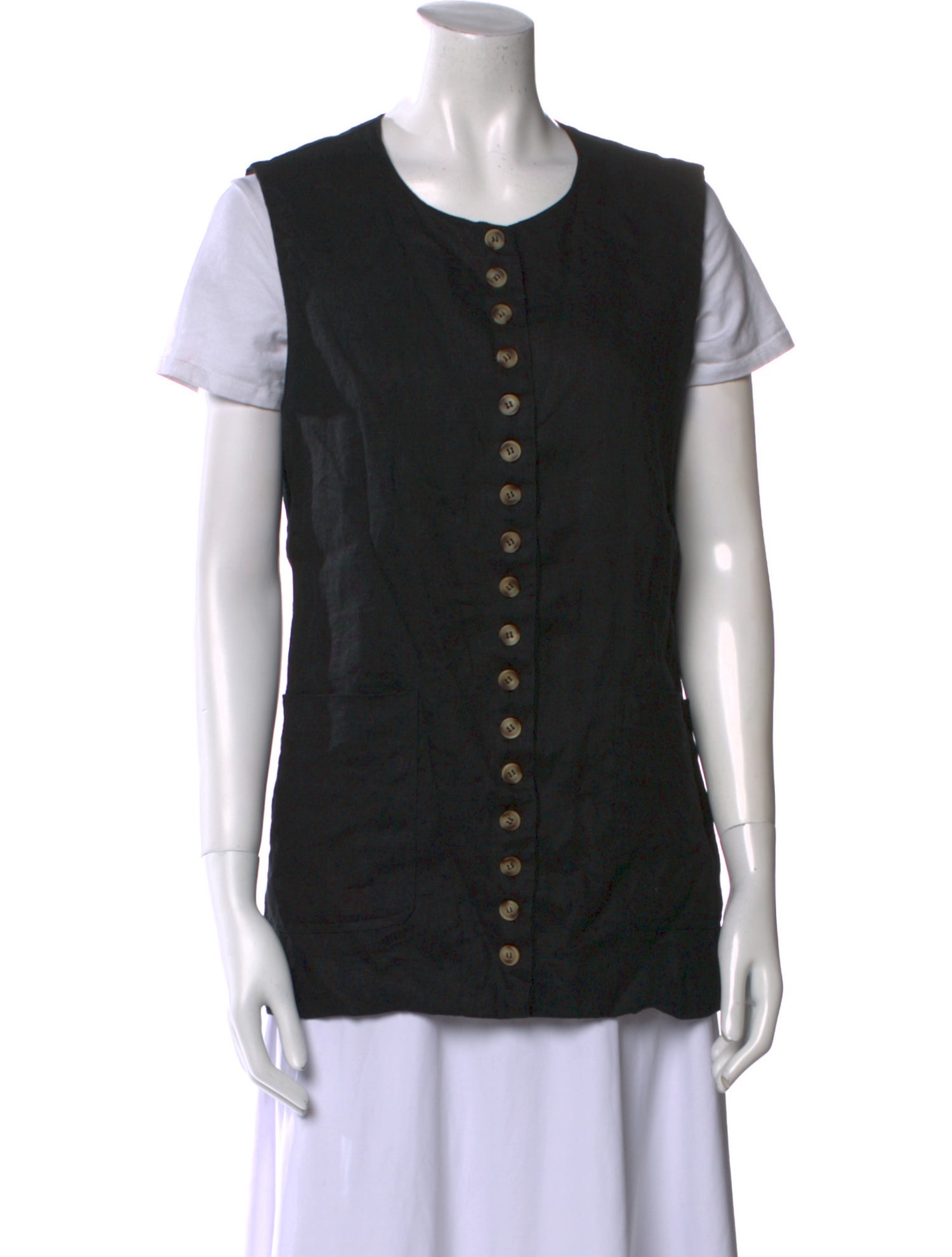 Dissh Crew Neck Short Sleeve Button-Up Top