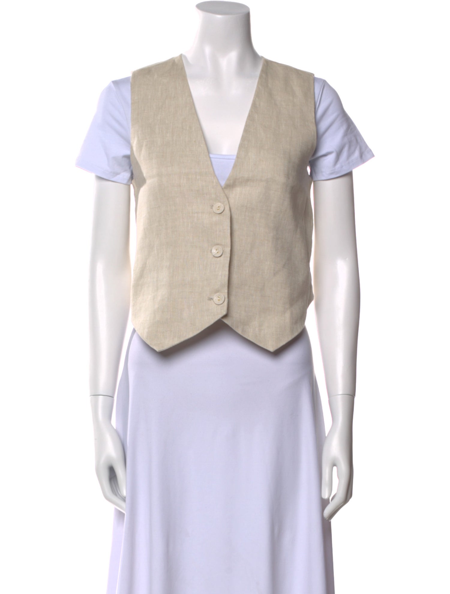 Dissh Linen V-Neck Crop Top