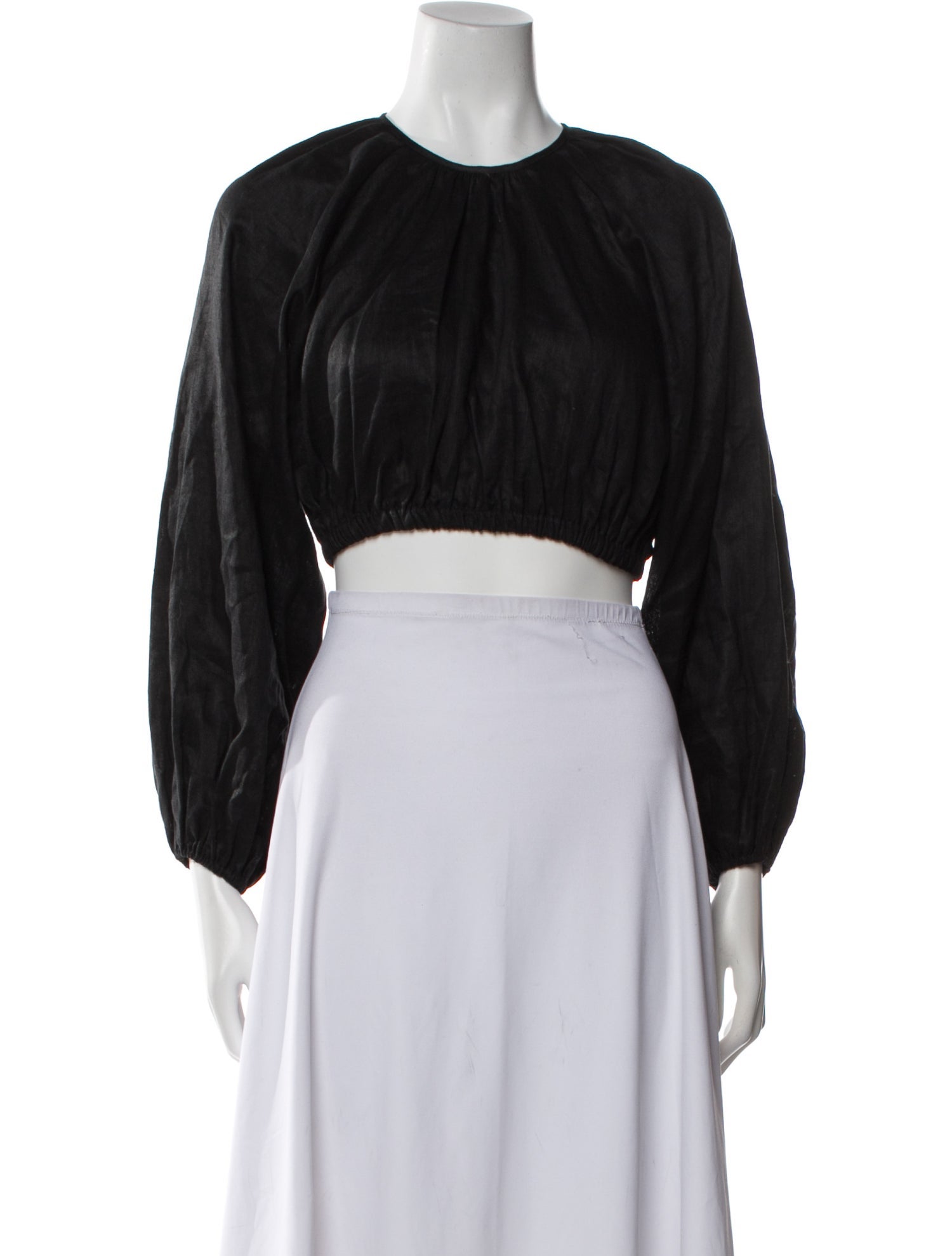 Dissh Linen Crew Neck Crop Top