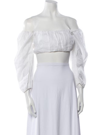 Dissh Linen Off-The-Shoulder Crop Top