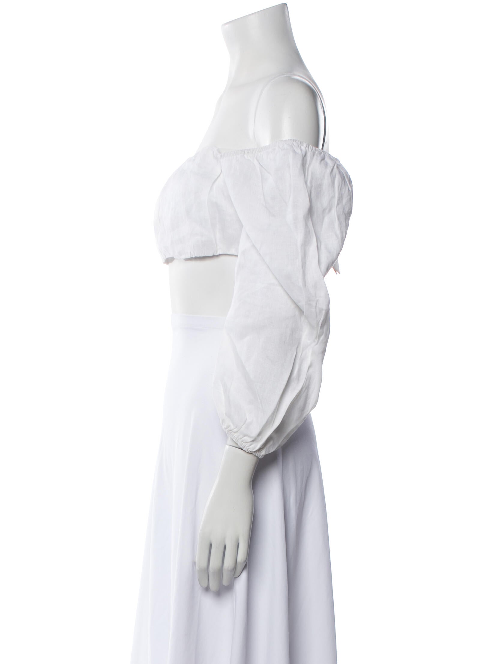 Dissh Linen Off-The-Shoulder Crop Top