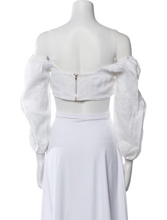 Dissh Linen Off-The-Shoulder Crop Top
