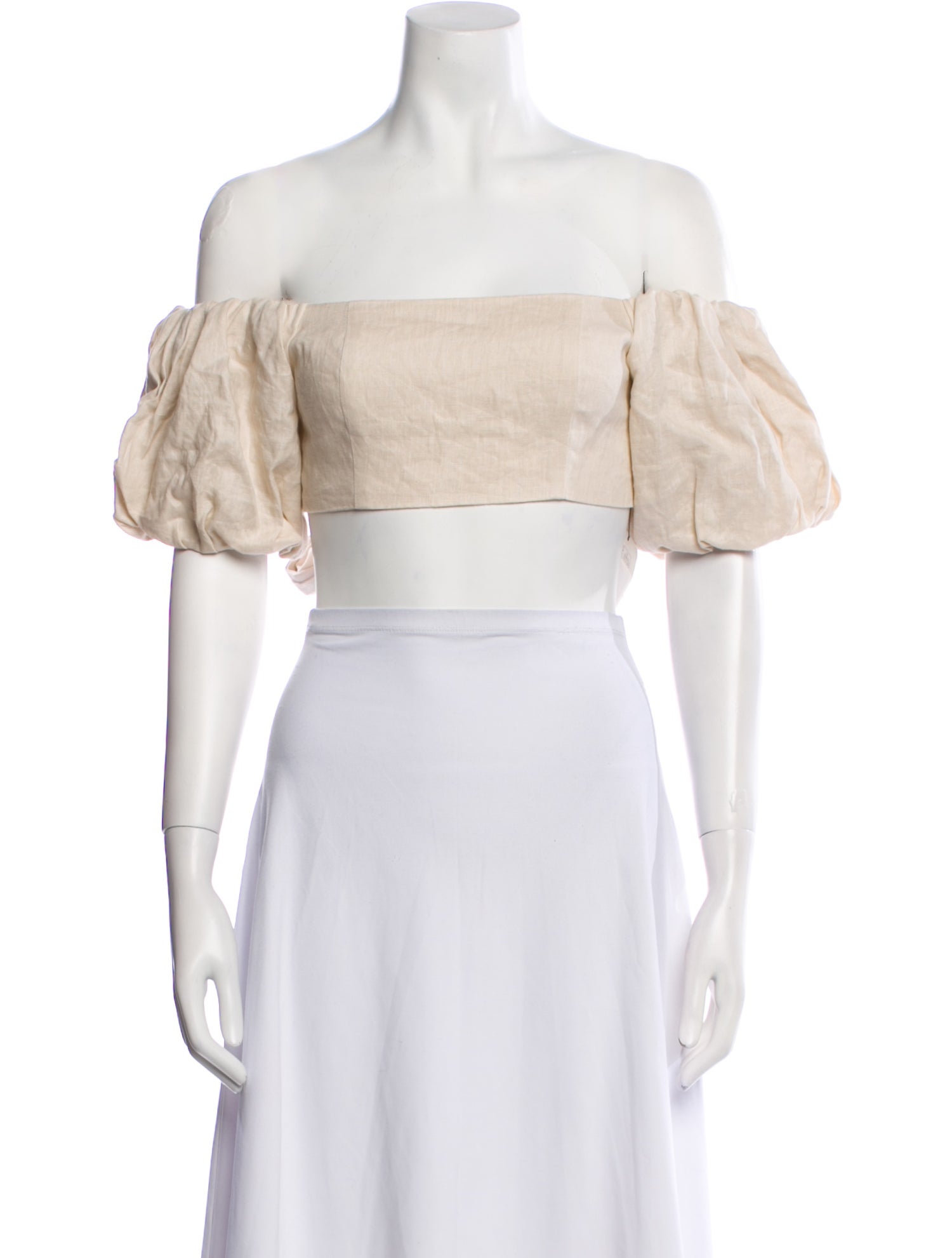 Dissh Linen Off-The-Shoulder Crop Top