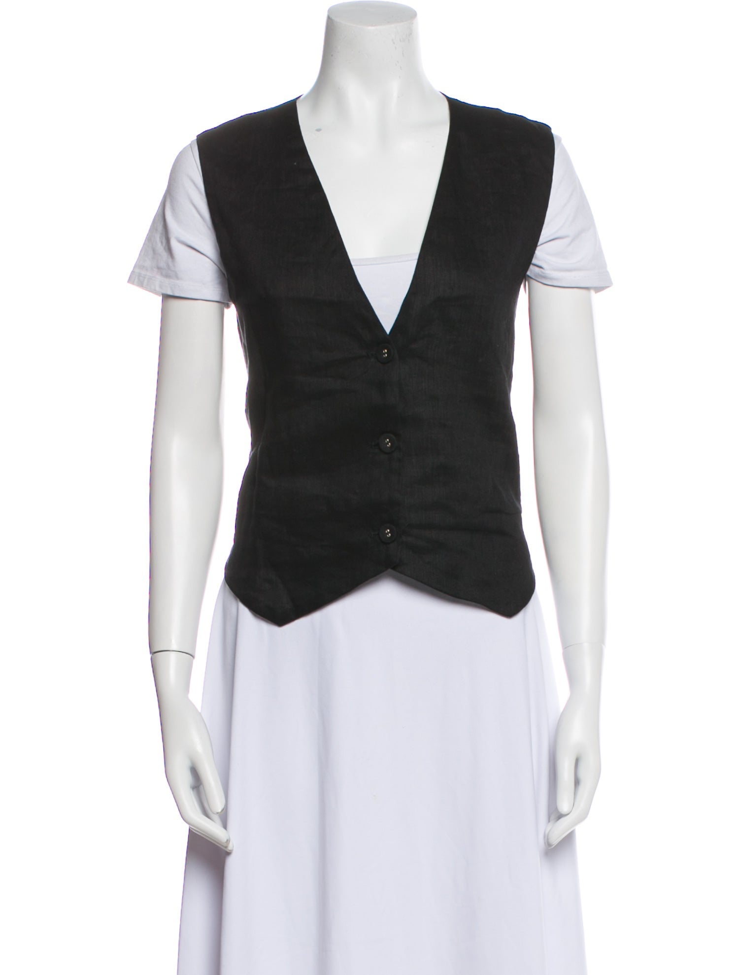 Dissh Linen V-Neck Button-Up Top