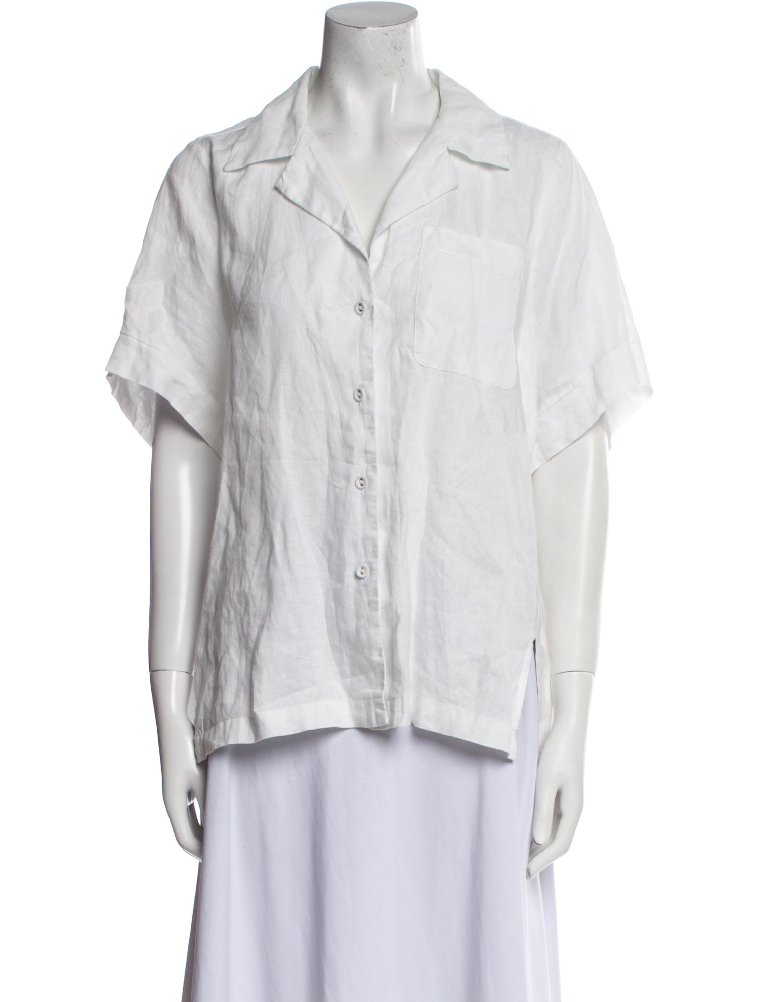 Dissh Linen Short Sleeve Button-Up Top