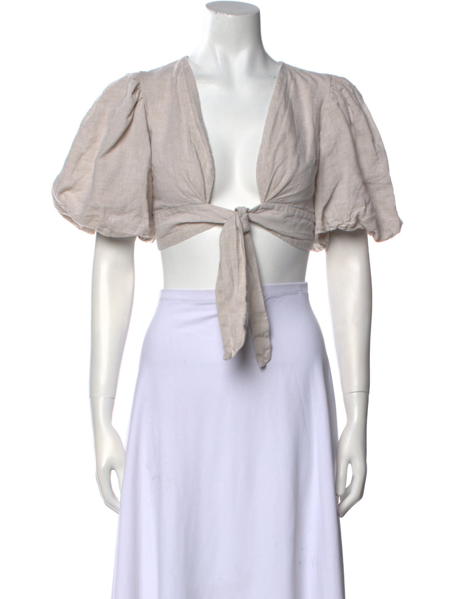 Dissh Linen V-Neck Crop Top