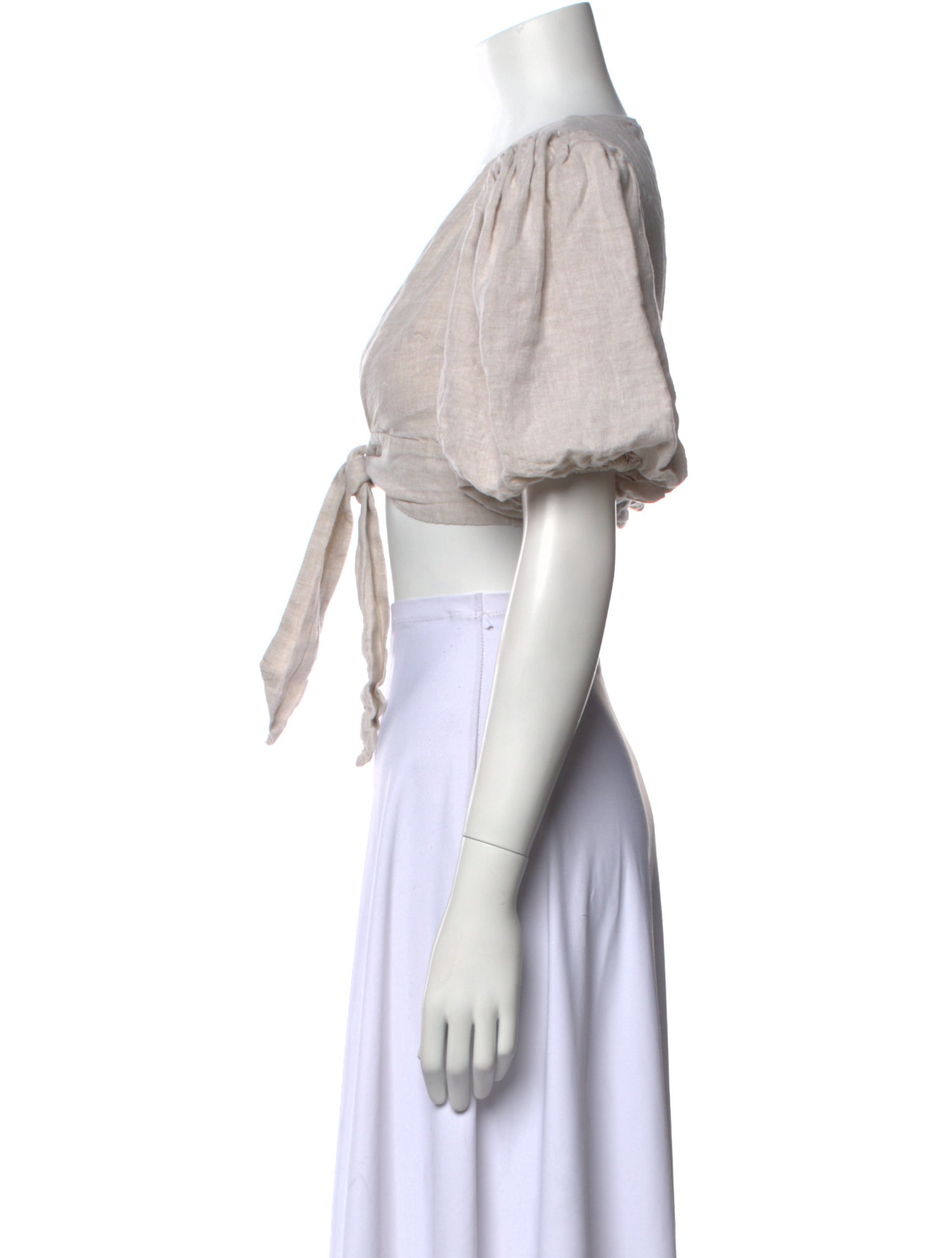 Dissh Linen V-Neck Crop Top