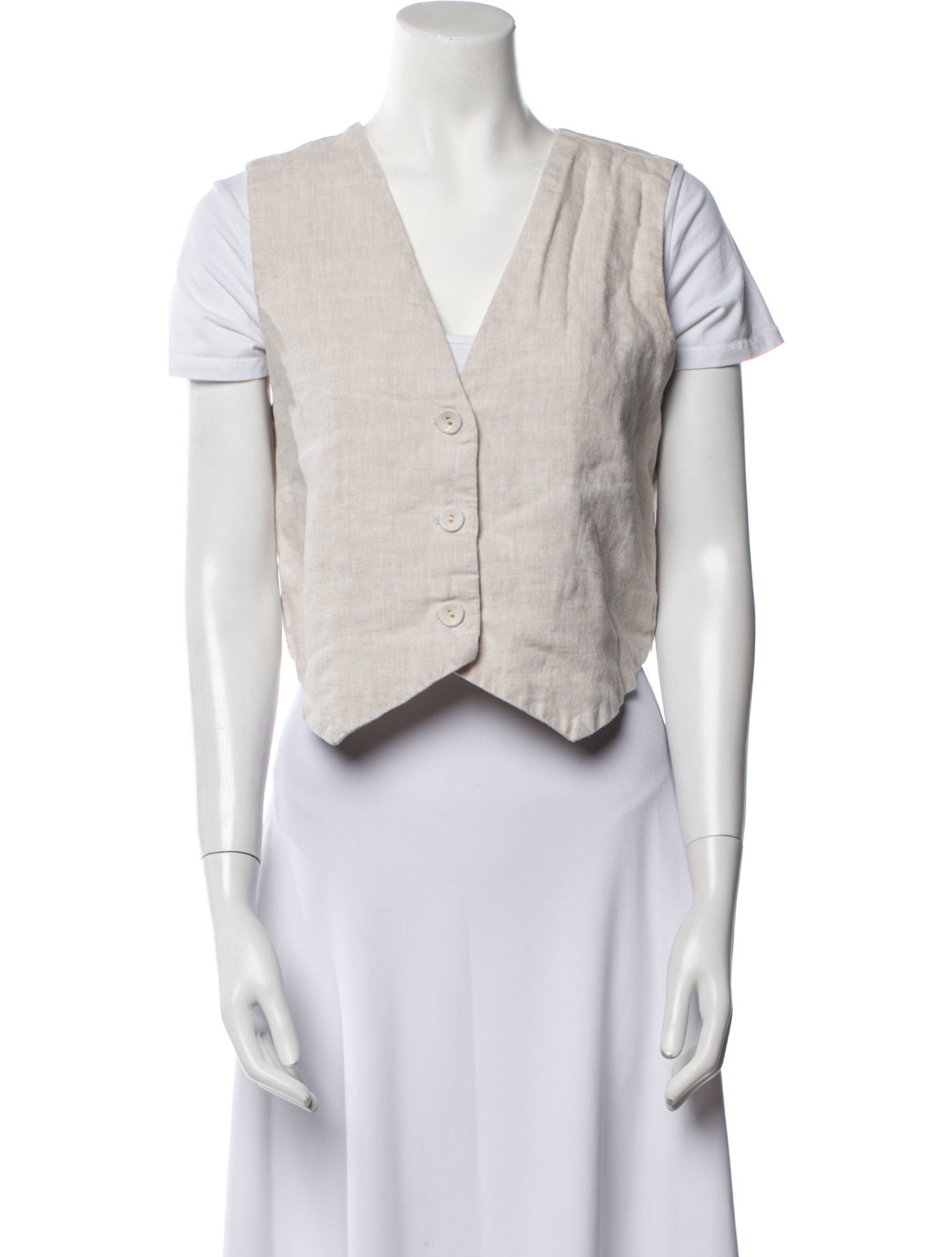 Dissh Linen V-Neck Crop Top