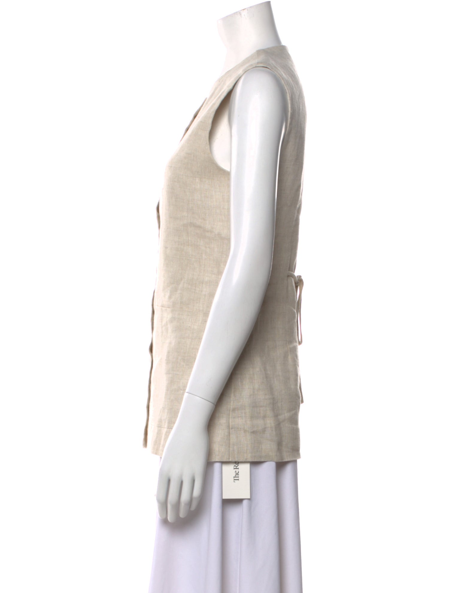 Dissh Linen Crew Neck Button-Up Top