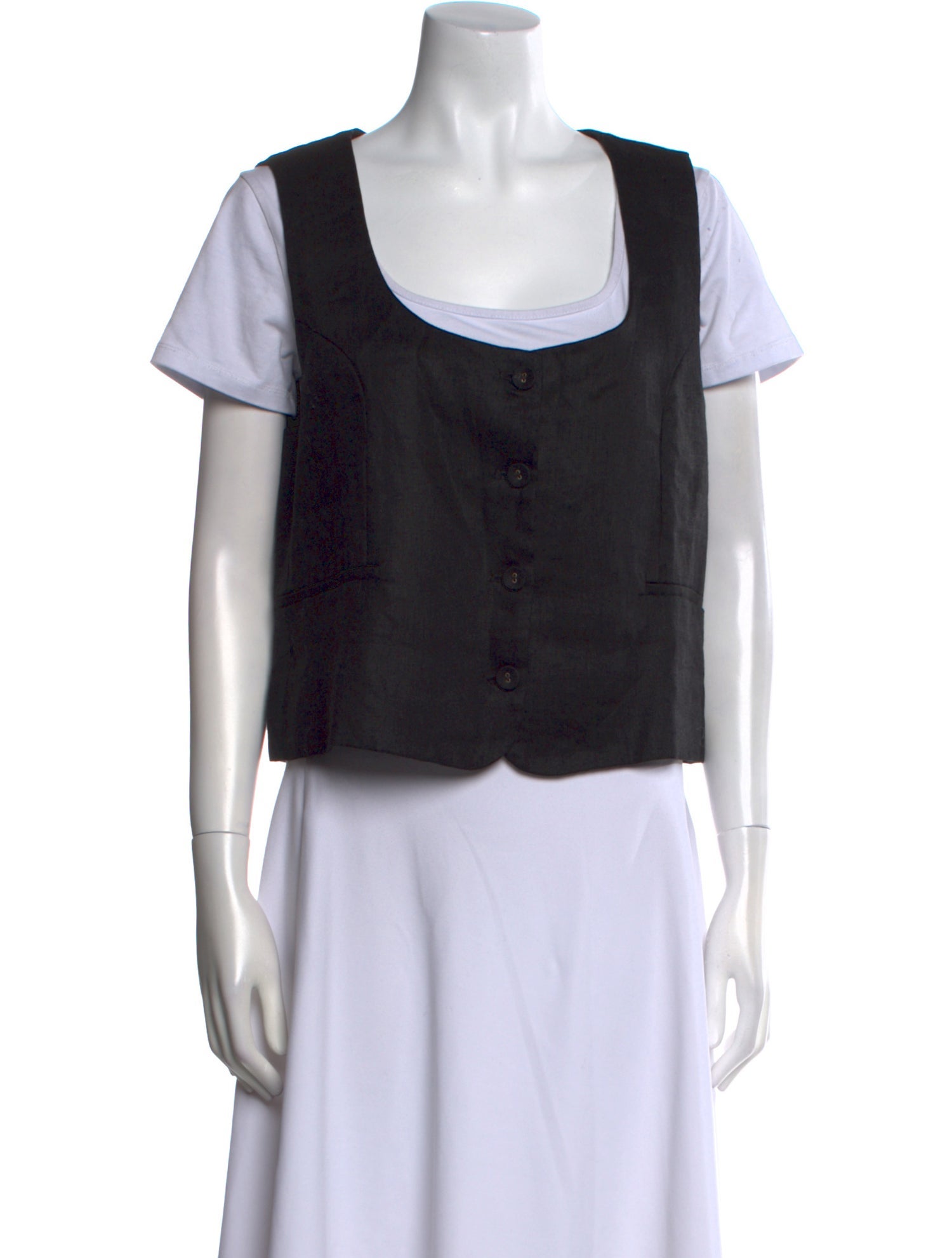 Dissh Linen Scoop Neck Crop Top