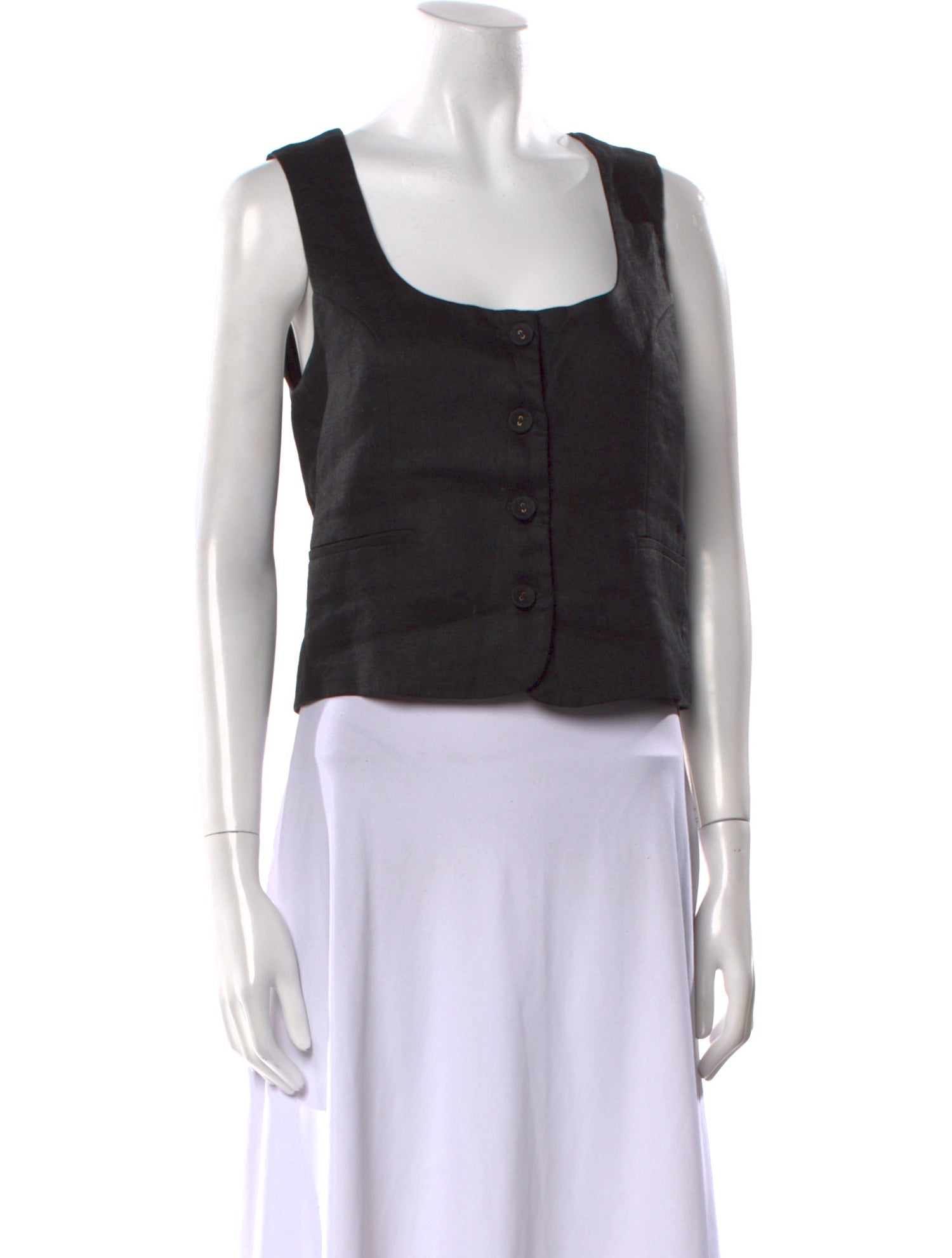 Dissh Linen Scoop Neck Crop Top