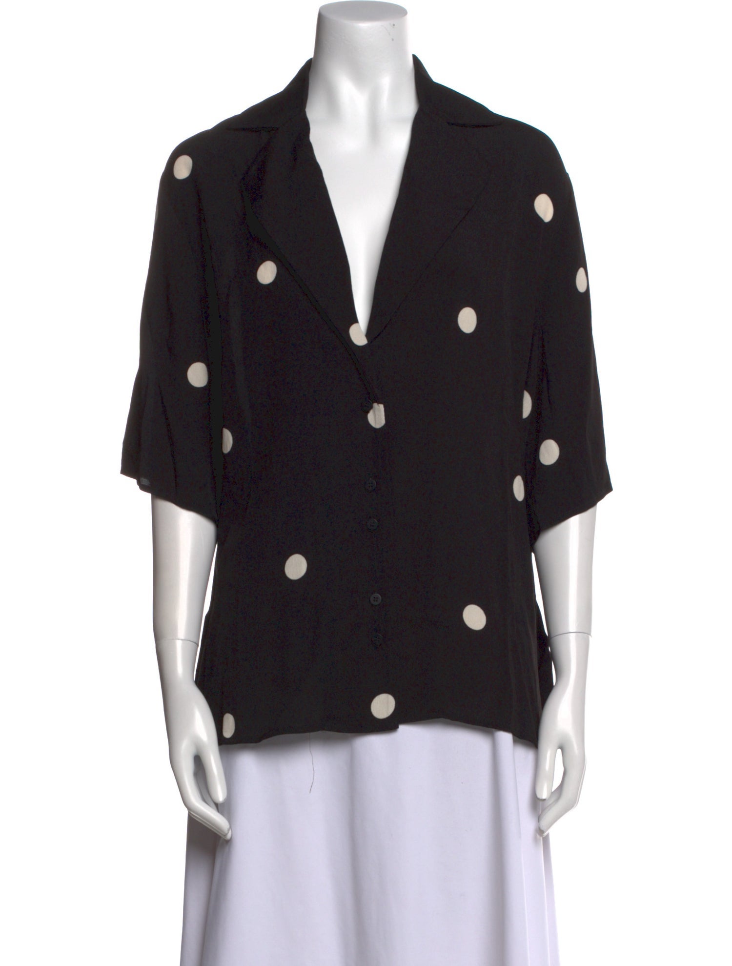 Dissh Polka Dot Print V-Neck Button-Up Top w/ Tags