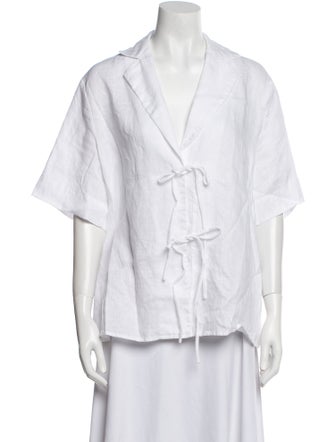 Dissh Linen Three-Quarter Sleeve Button-Up Top