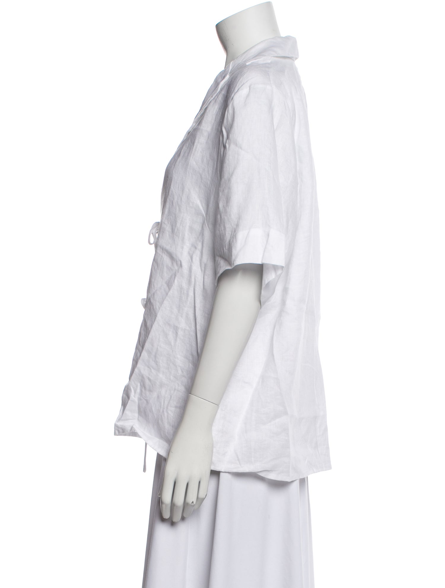 Dissh Linen Three-Quarter Sleeve Button-Up Top