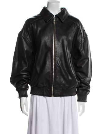 Dissh Leather Bomber Jacket