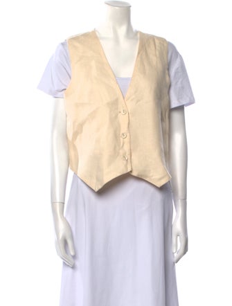 Dissh Linen V-Neck Crop Top