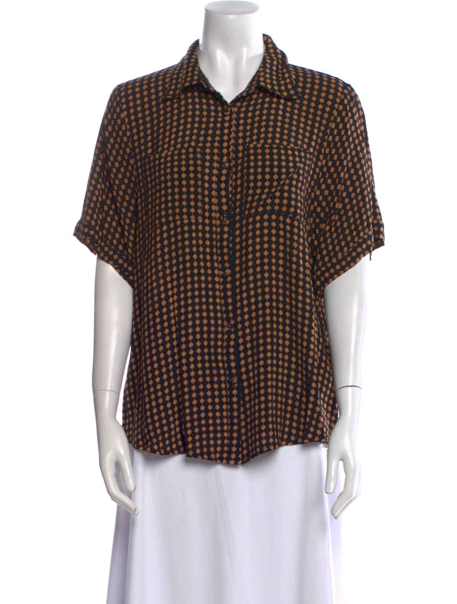 Dissh Plaid Print Short Sleeve Button-Up Top