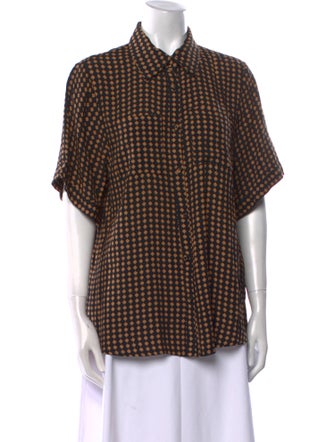 Dissh Printed Short Sleeve Button-Up Top