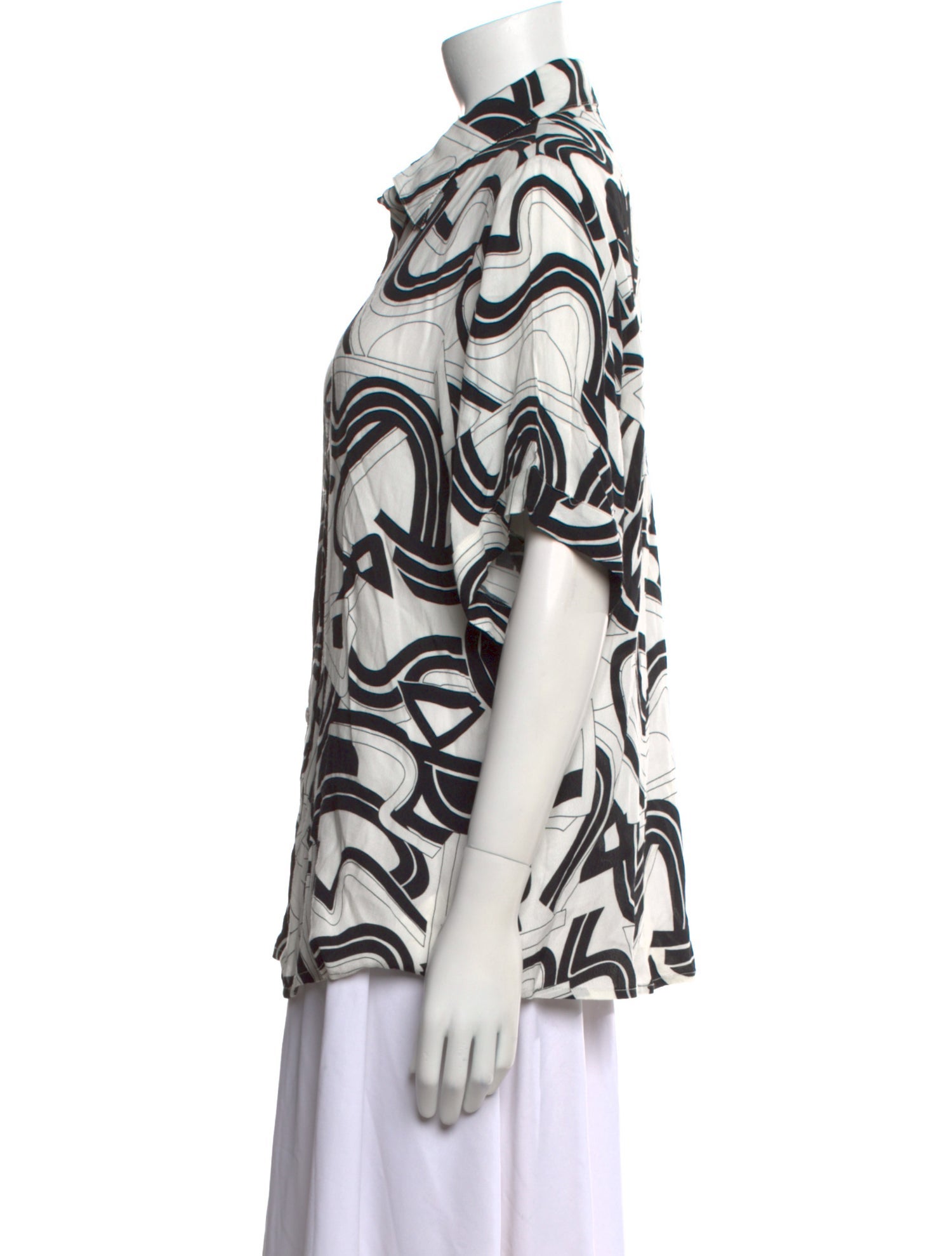 Dissh Printed Short Sleeve Button-Up Top